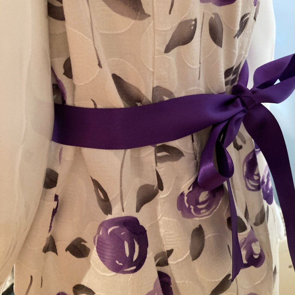Precis White Purple Floral Cotton Lined Dress Sash UK 14 (Size 10 US) - Picture 5 of 5